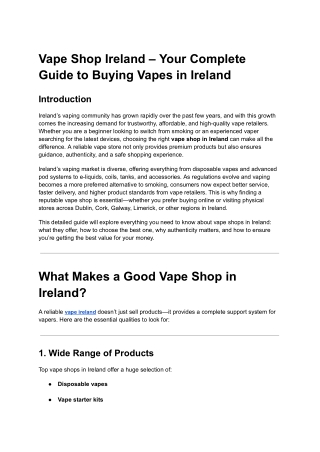 Vape Shop Ireland – Your Complete Guide to Buying Vapes in Ireland - Google Docs