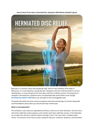 How to Know If You Have a Herniated Disc Symptoms MN Patients Shouldn’t Ignore