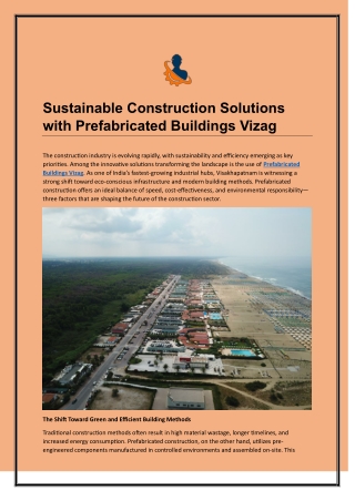 Sustainable Construction Solutions with Prefabricated Buildings Vizag