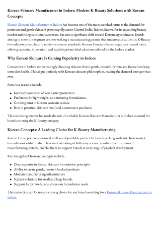 Korean Skincare Manufacturer in Indore