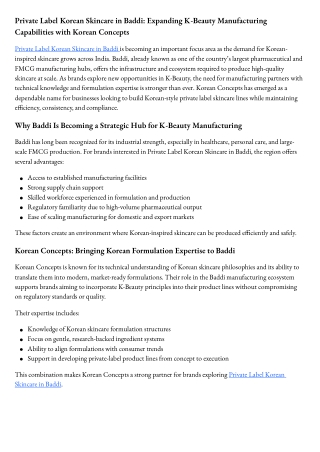 Private Label Korean Skincare in Baddi