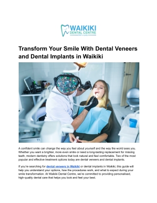 Transform Your Smile With Dental Veneers and Dental Implants in Waikiki 