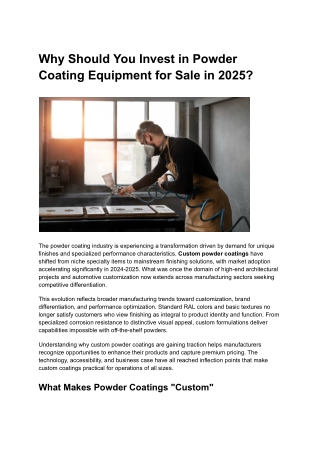 Why Should You Invest in Powder Coating Equipment for Sale in 2025_