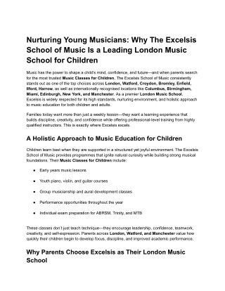 Nurturing Young Musicians_ Why The Excelsis School of Music Is a Leading London Music School for Children