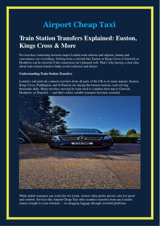 Train Station Transfers Explained Euston, Kings Cross & More