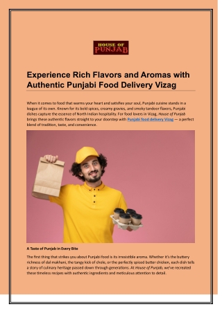 Experience Rich Flavors and Aromas with Authentic Punjabi Food Delivery Vizag