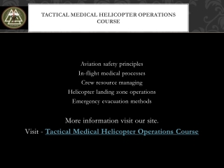 Advanced Tactical Aero-Medical Operations Course
