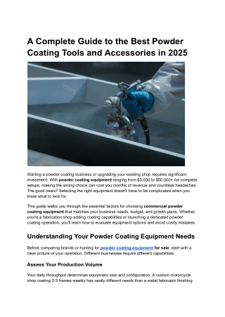 A Complete Guide to the Best Powder Coating Tools and Accessories in 2025