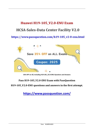 H19-105_V2.0-ENU HCSA-Sales-Data Center Facility V2.0 PDF Questions