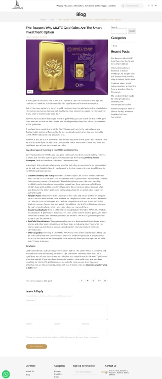 Five Reasons Why MMTC Gold Coins Are the Smart Investment Option