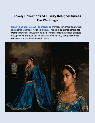 Lovely Collections of Luxury Designer Sarees For Weddings