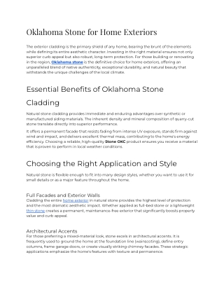 E - Oklahoma Stone for Home Exterior