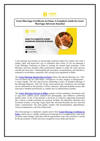 Court Marriage Certificate in Patna