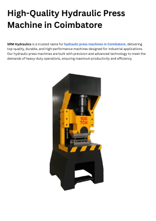 Hydraulic Press Machine in Coimbatore | Hydraulic Machines