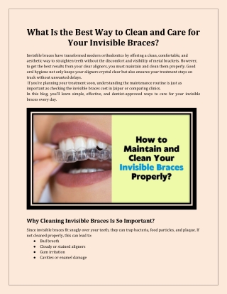 How to Maintain and Clean Your Invisible Braces Properly