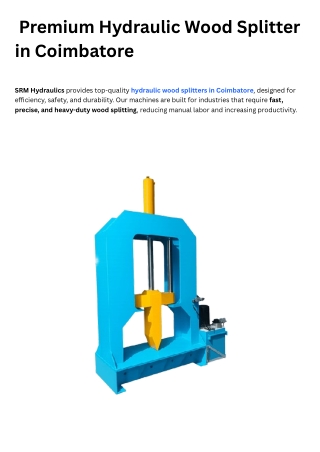 Hydraulic Wood Splitter in Tamil Nadu | Wood Cutter Machine