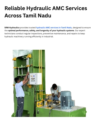 Hydraulic AMC Service in Tamil Nadu | Hydraulic Machine Service
