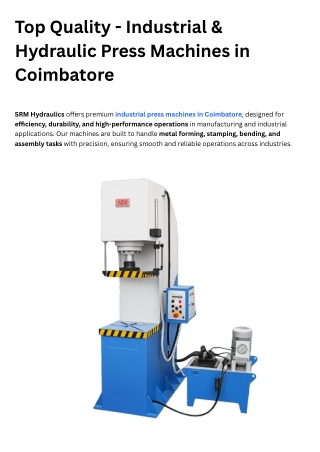 Industrial Press Machine in Tamil Nadu | Industrial Press