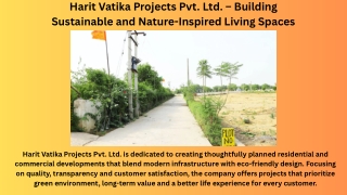 Harit Vatika Projects Pvt. Ltd. – Building Sustainable and Nature-Inspired Living Spaces