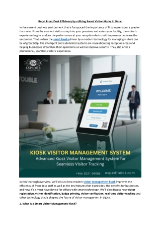 Boost Front Desk Efficiency by utilizing Smart Visitor Kiosks in Oman
