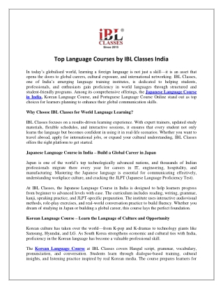 Top Language Courses by IBL Classes India