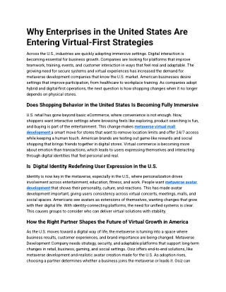 Why Enterprises in the United States Are Entering Virtual-First Strategies