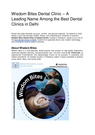 Wisdom Bites Dental Clinic - Best Dental Clinics in Delhi