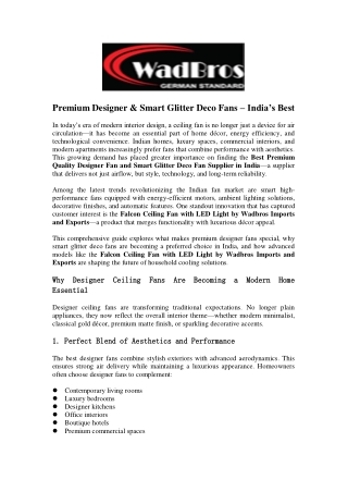 Premium Designer & Smart Glitter Deco Fans – India’s Best