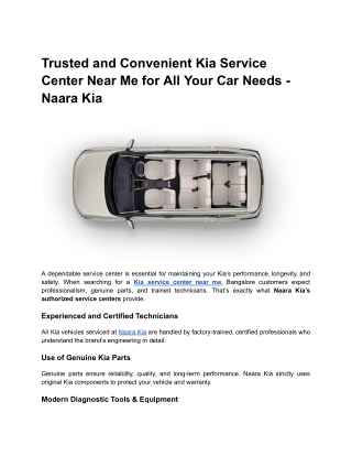 Trusted and Convenient Kia Service Center Near Me for All Your Car Needs - Naara Kia