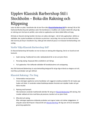 Klassisk Barbershop Stil