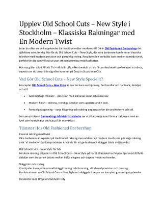 Old School Cuts – New Style