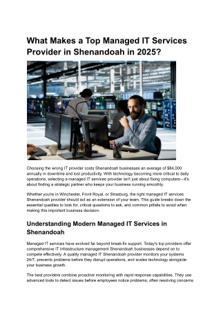 What Makes a Top Managed IT Services Provider in Shenandoah in 2025_