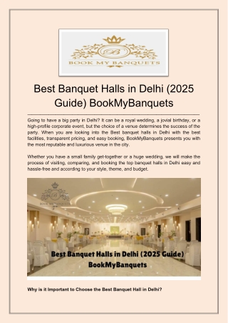 Grab Best Banquet Halls in Delhi- Book My Banquets