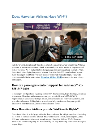 Does Hawaiian Airlines Have Wi