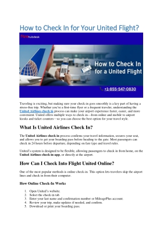 How to Check In for Your United Flight