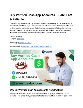Buy Verified Cash App Accounts – Safe, Fast & Reliable