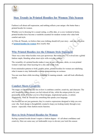 Stay Trendy in Printed Hoodies for Women This Season