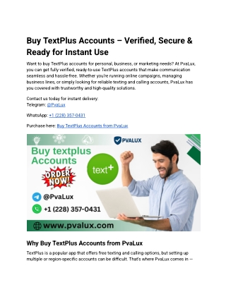 Buy TextPlus Accounts – Verified, Secure & Ready for Instant Use