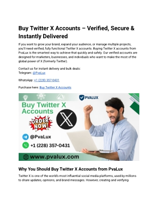 Buy Twitter X Accounts – Verified, Secure & Instantly Delivered