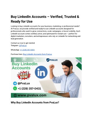Buy LinkedIn Accounts – Verified, Trusted & Ready for Use