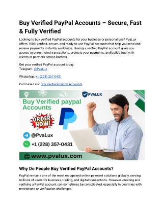 Buy Verified PayPal Accounts – Secure, Fast & Fully Verified