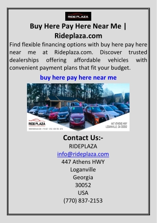 Buy Here Pay Here Near Me  Rideplaza.com
