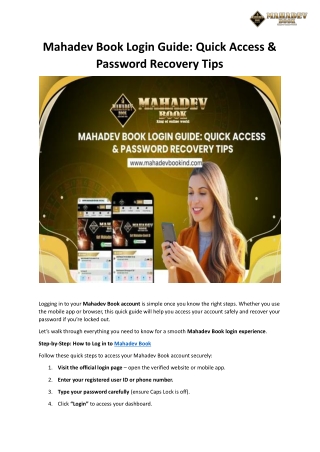 Mahadev Book Login Guide Quick Access & Password Recovery Tips