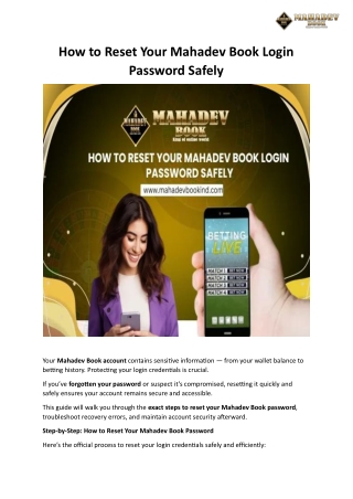 How to Reset Your Mahadev Book Login Password Safely