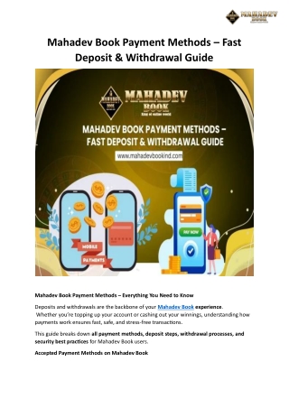 Mahadev Book Payment Methods – Fast Deposit & Withdrawal Guide