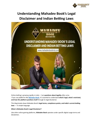 Understanding Mahadev Book’s Legal Disclaimer and Indian Betting Laws