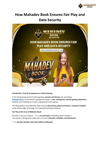 How Mahadev Book Ensures Fair Play and Data Security