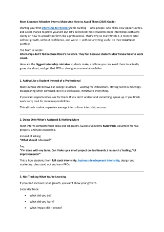 Internship Survival Guide 2025: Biggest Mistakes & How to Fix Them
