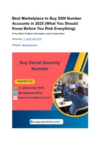 Best Marketplace to Buy SSN Number Accounts in 2025 (What You Should Know