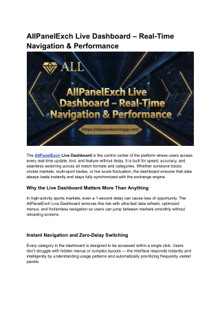 AllPanelExch Live Dashboard – Real-Time Navigation & Performance